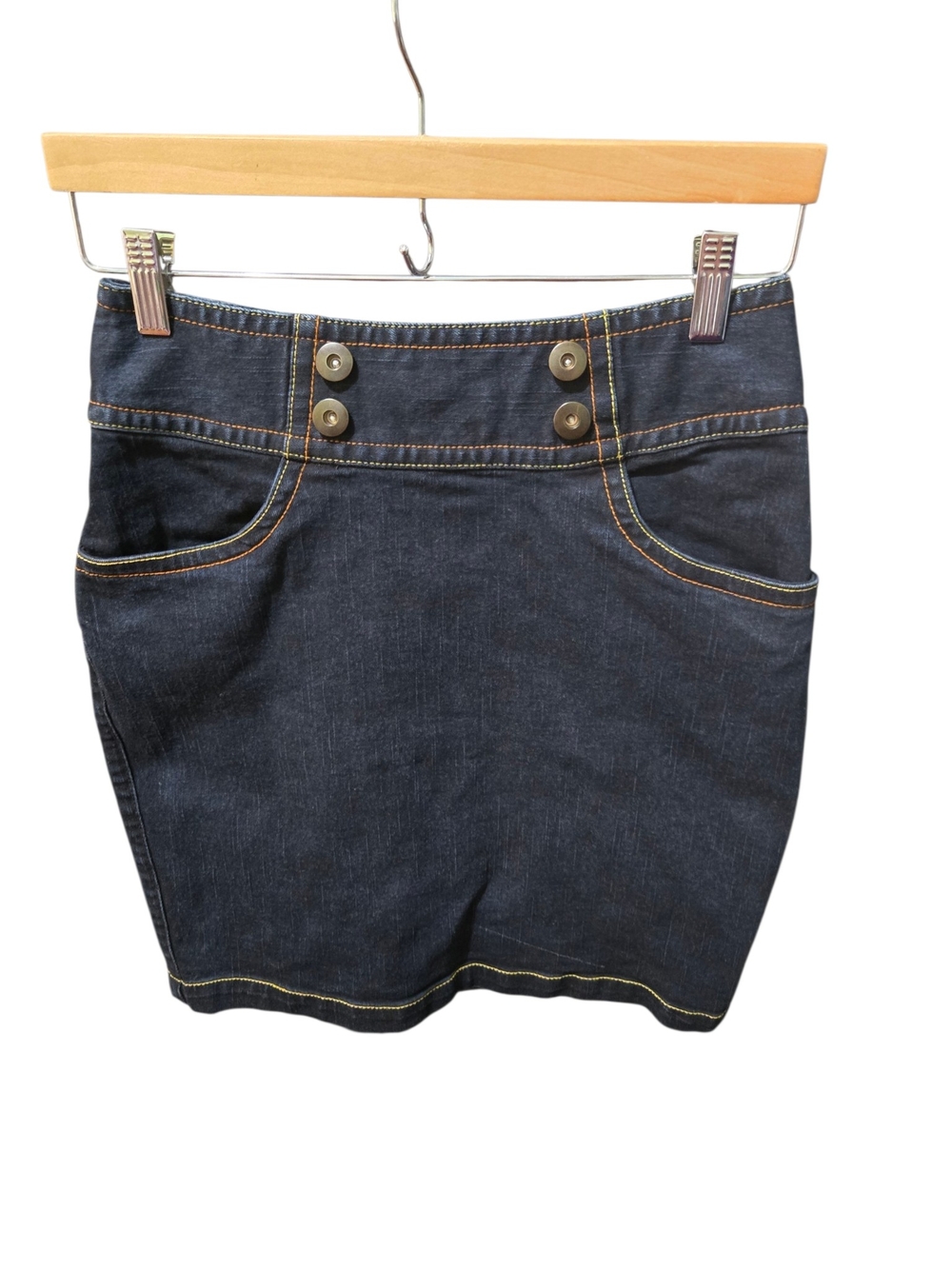 Tulle Denim Mini Skirt Women's Size 4 Dark Wash Stretch Jean Skirt Y2K